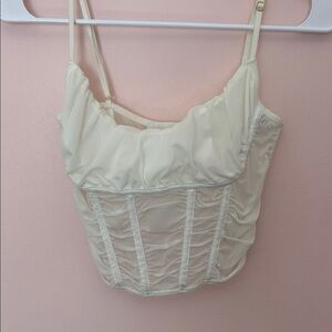 Cream Ruched Corset Tank Top -  Women's Tank